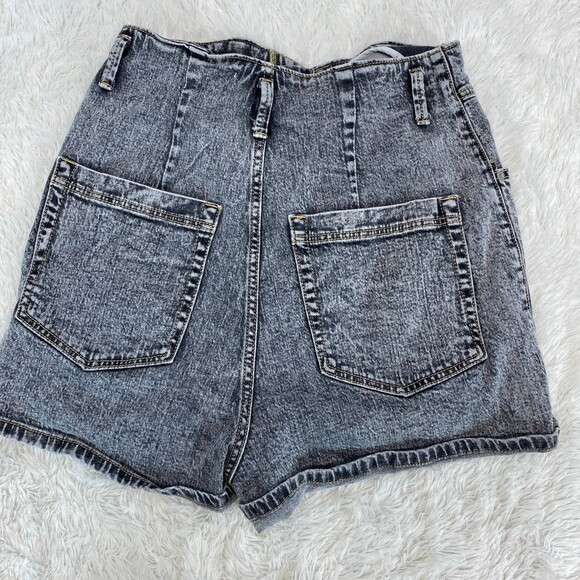 Happy x Nature Womens Gray Acid Wash High Rise Seamed Shorts Size 29 - Picture 3 of 9